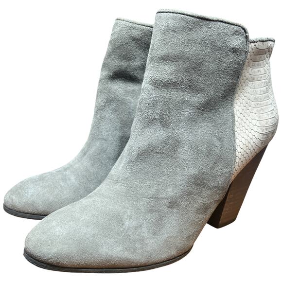 GUESS Cardio Women's 8.5 Ankle Boot Gray Lizard Suede Zip Leather Bootie - Picture 2 of 14
